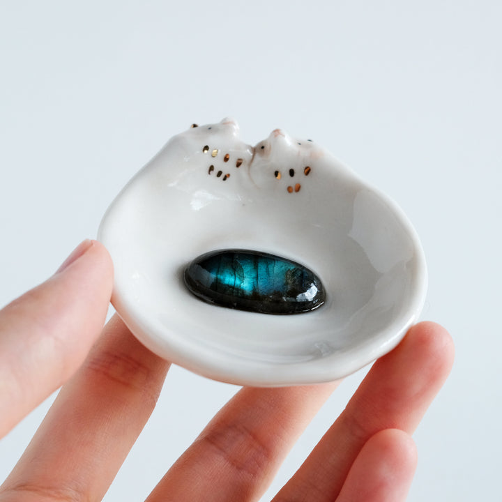 Bear Couple Dish | Oval Labradorite