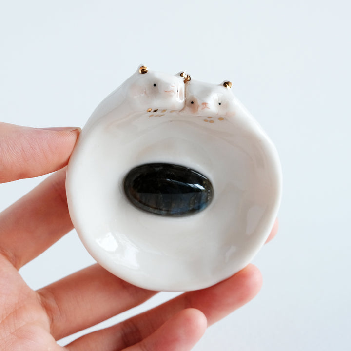 Bear Couple Dish | Oval Labradorite