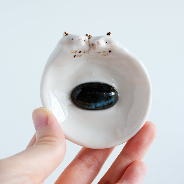Bear Couple Dish | Oval Labradorite