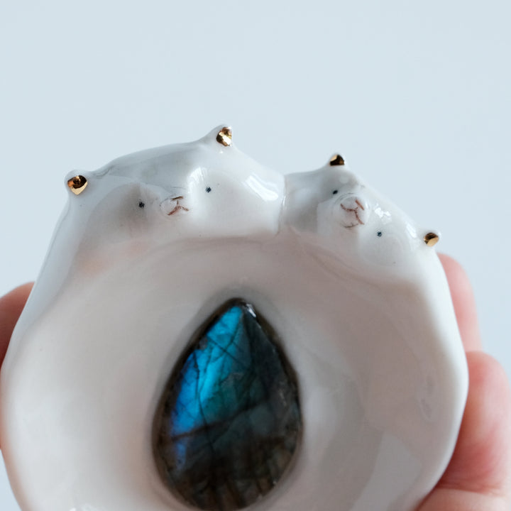 Bear Couple Dish | Teardrop Labradorite