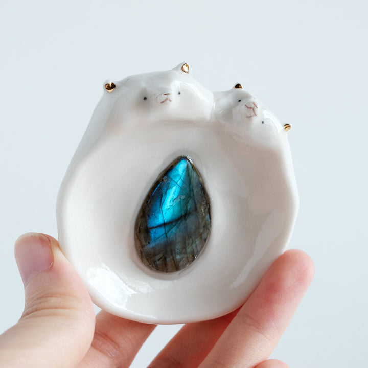 Bear Couple Dish | Teardrop Labradorite