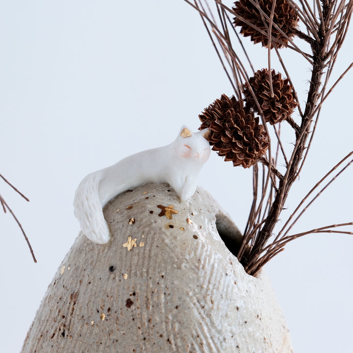 Pebble Vase | Etched Cat