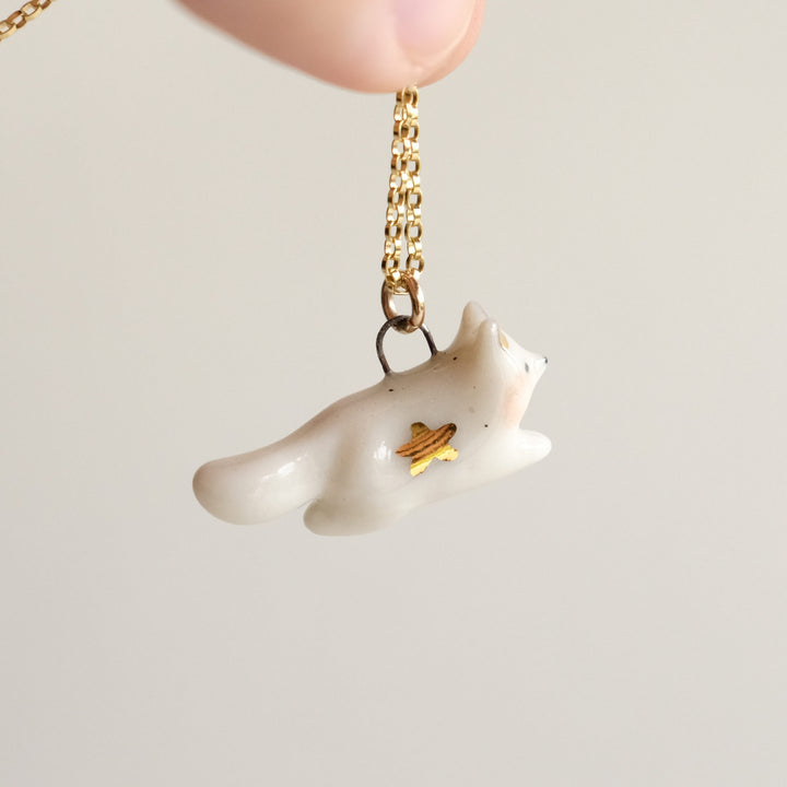 Leaping Star Moon Fox Necklace