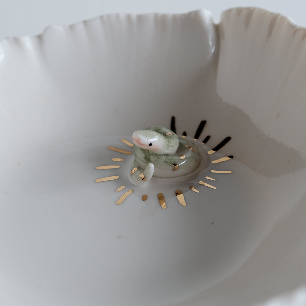 Folds Bowl | Porcelain Green Snake