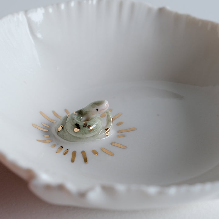 Folds Bowl | Porcelain Green Snake