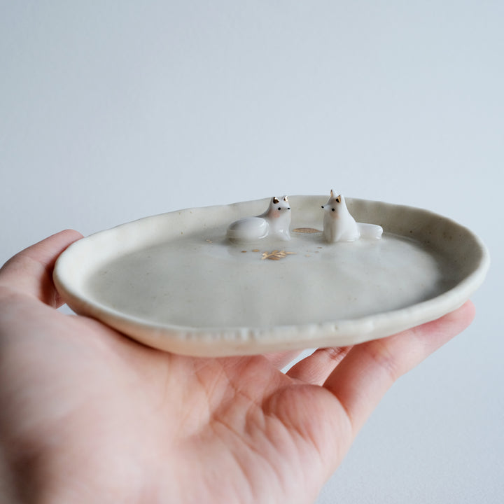 Porcelain Fox Pair Dish | Leaf Litter Lay and Sit