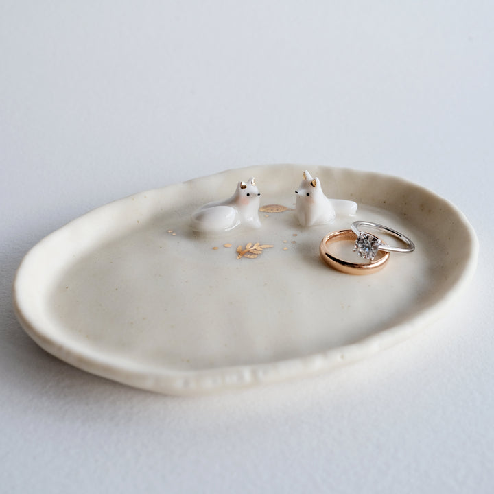 Porcelain Fox Pair Dish | Leaf Litter Lay and Sit