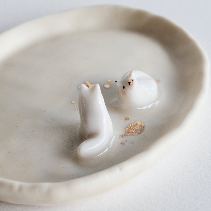 Porcelain Fox Pair Dish | Leaf Litter Lay and Sit