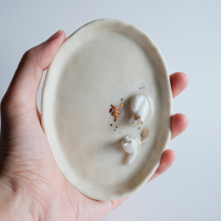 Porcelain Fox Pair Dish | Leaf Litter Lay and Sit