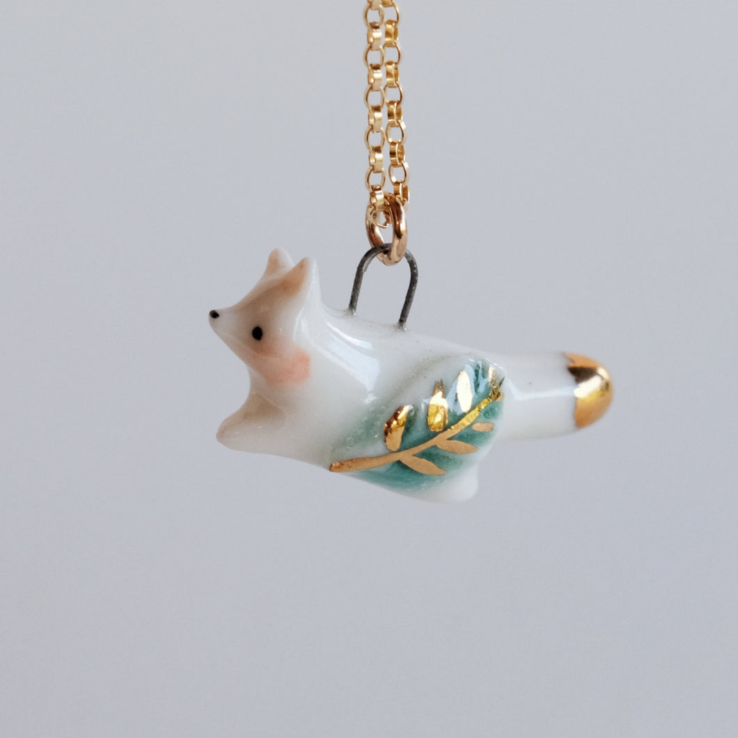 Leaping Chun Leaf Fox Necklace