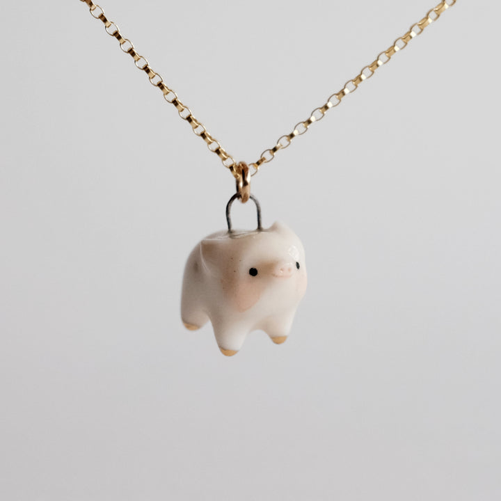 Little Gold Hooved Piglet Necklace