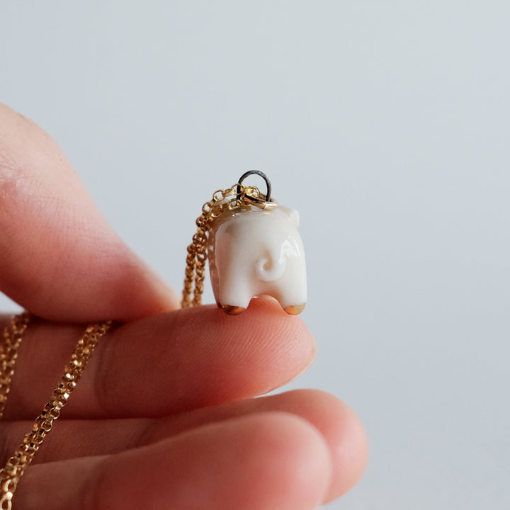 Little Gold Hooved Piglet Necklace