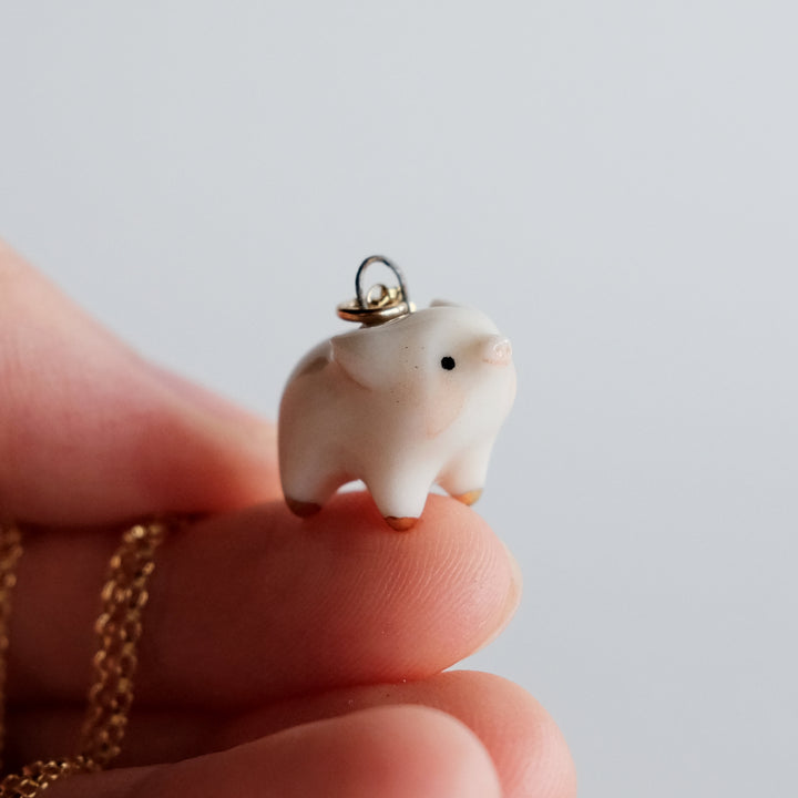 Little Gold Hooved Piglet Necklace
