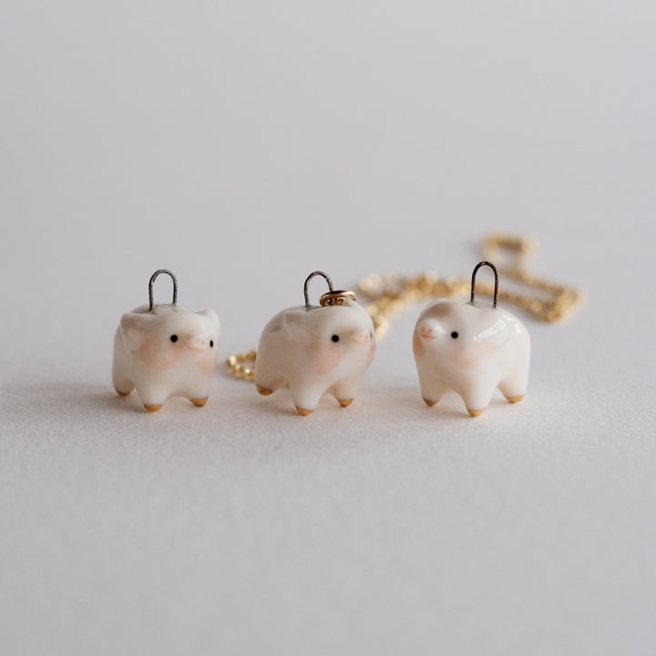 Little Gold Hooved Piglet Necklace