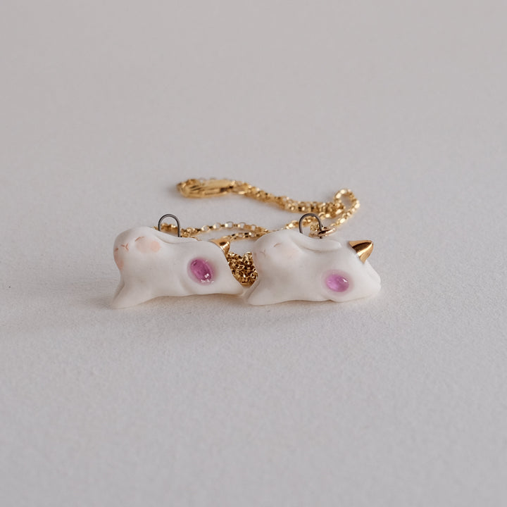 Pink Sapphire Leaping Bunny Necklace
