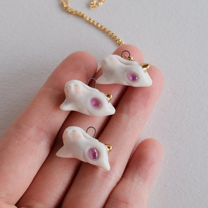 Pink Sapphire Leaping Bunny Necklace
