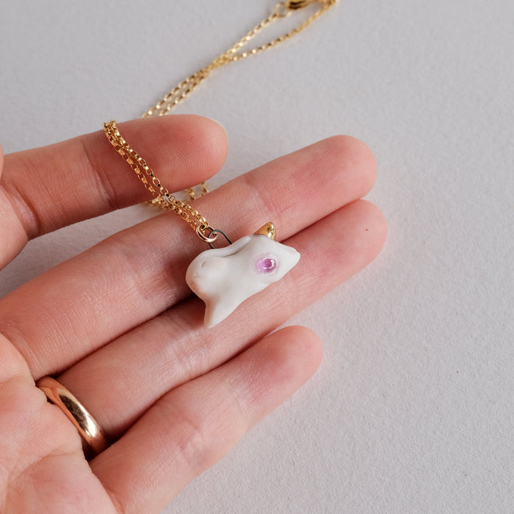 Pink Sapphire Leaping Bunny Necklace