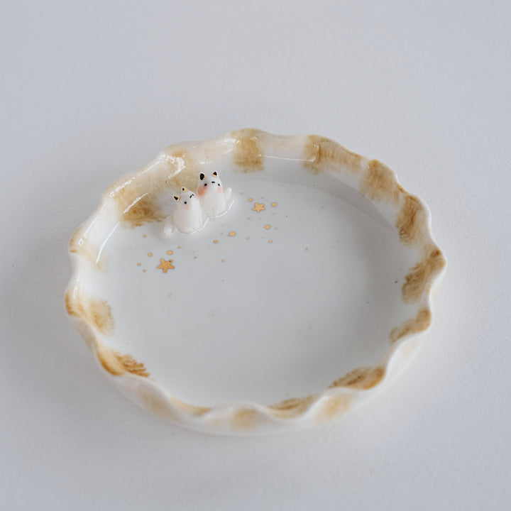 Porcelain Fox Pair Dish | Stardust Sky Gazing