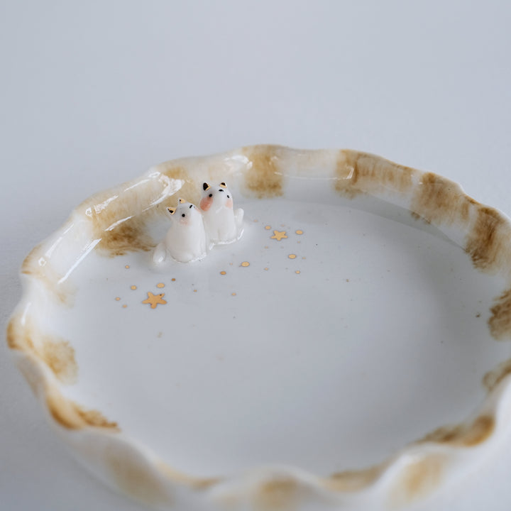 Porcelain Fox Pair Dish | Stardust Sky Gazing