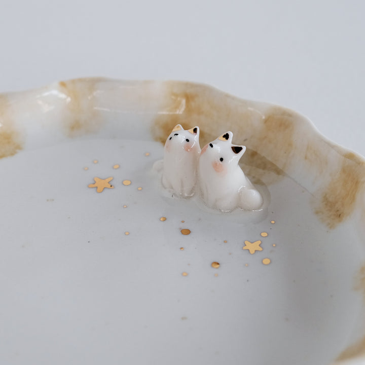 Porcelain Fox Pair Dish | Stardust Sky Gazing