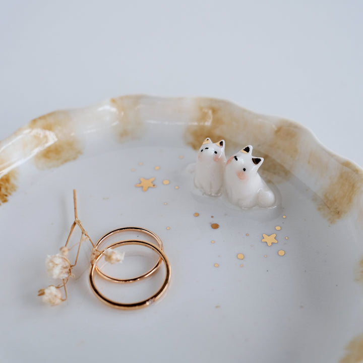 Porcelain Fox Pair Dish | Stardust Sky Gazing