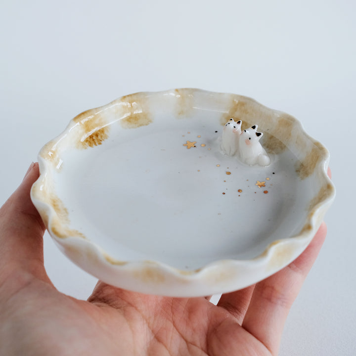 Porcelain Fox Pair Dish | Stardust Sky Gazing