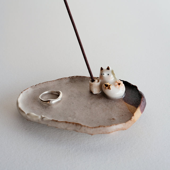 Footed Dish | Star Flower Fox