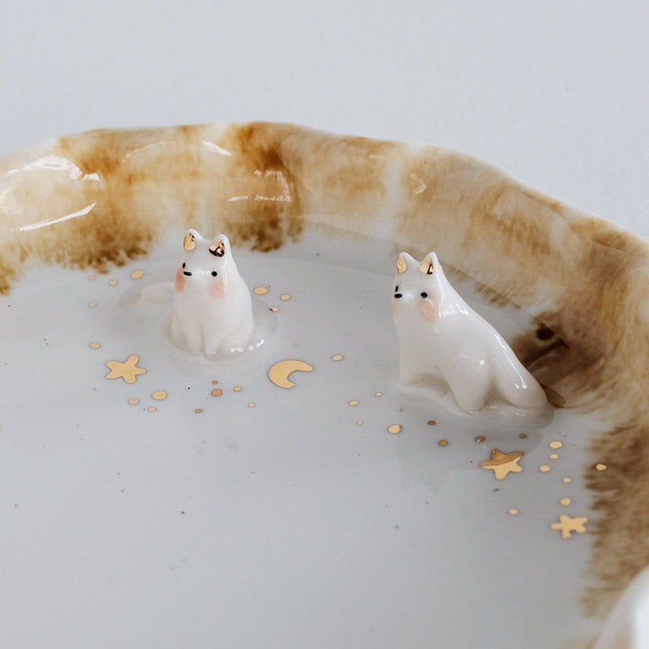 Porcelain Fox Pair Dish | Stardust Wandering
